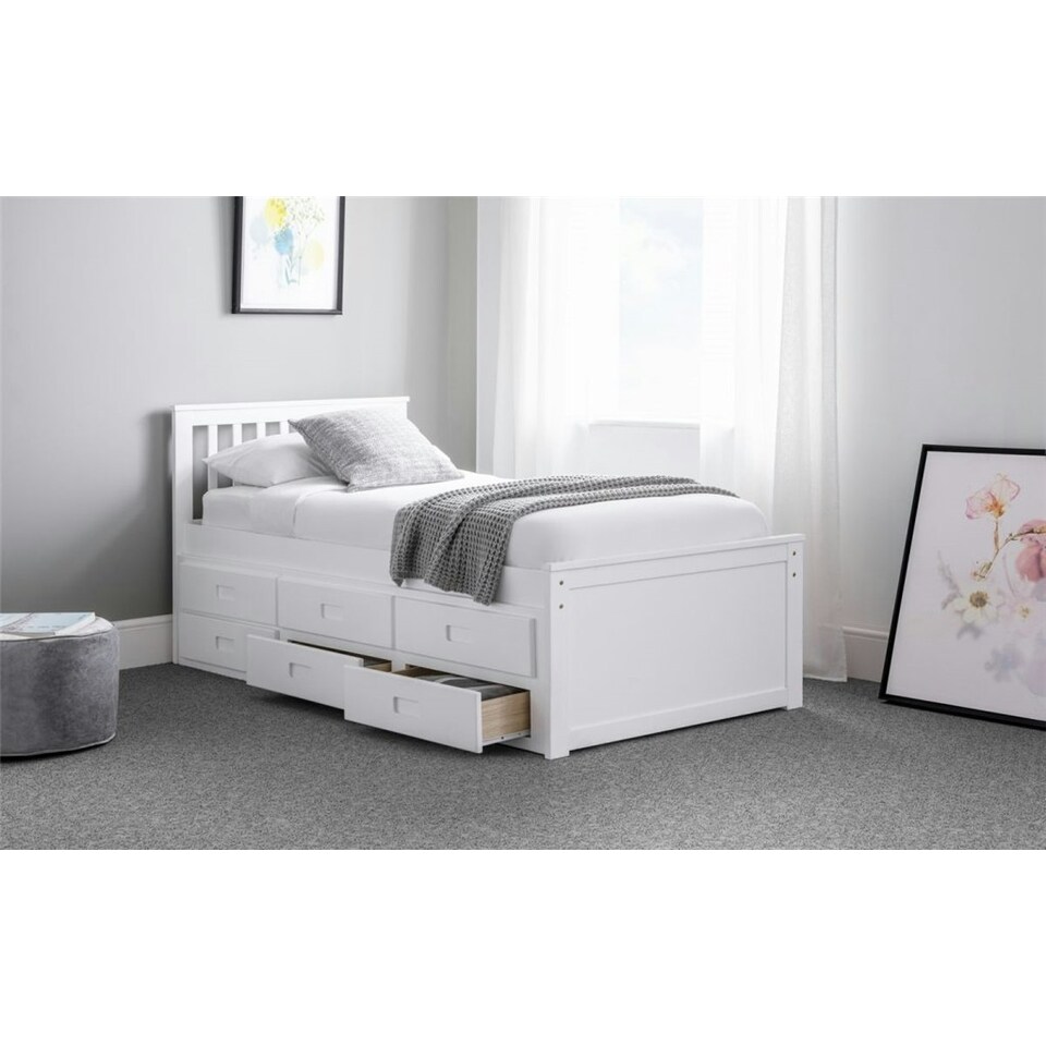 image 1 of Premier Crisp Pure White Day Bed Single 3ft (90cm) + Pull Out Bed (Guest Bed)