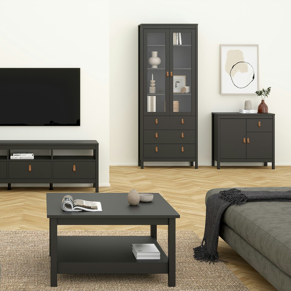 image 1 of Barcelona Sideboard 2 Doors 1 Drawer in Matt Black