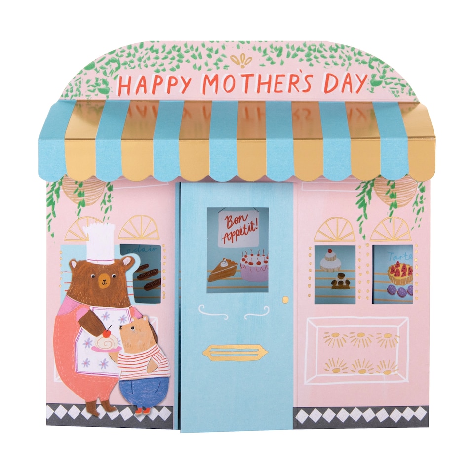 image 1 of Hallmark Happy Mother's Day Card - 3D Patisserie Shop | Multi | Flat: 16cm by 16cm,
Popped Up: 15.8cm by 15.7cm by 3.3cm
