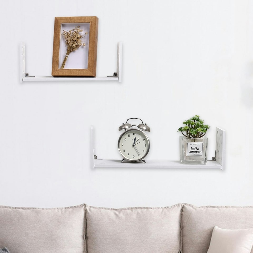 image 1 of Living and Home Modern Set of 2 U-Shaped Wall Floating Shelves