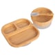 image 1 of Tiny Dining 3pc Bamboo Suction Feeding Set - Segmented/Grey - Divided Non-Slip Bamboo Baby Self-Feeding Dining Weaning Set