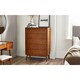 image 1 of Cherry Ash Wood Veneer Chest of Drawers - 5 Drawers