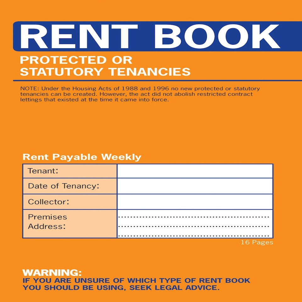 image 1 of Rent Book 16 Page Protected Or Statutory Tenancies Book (C235)