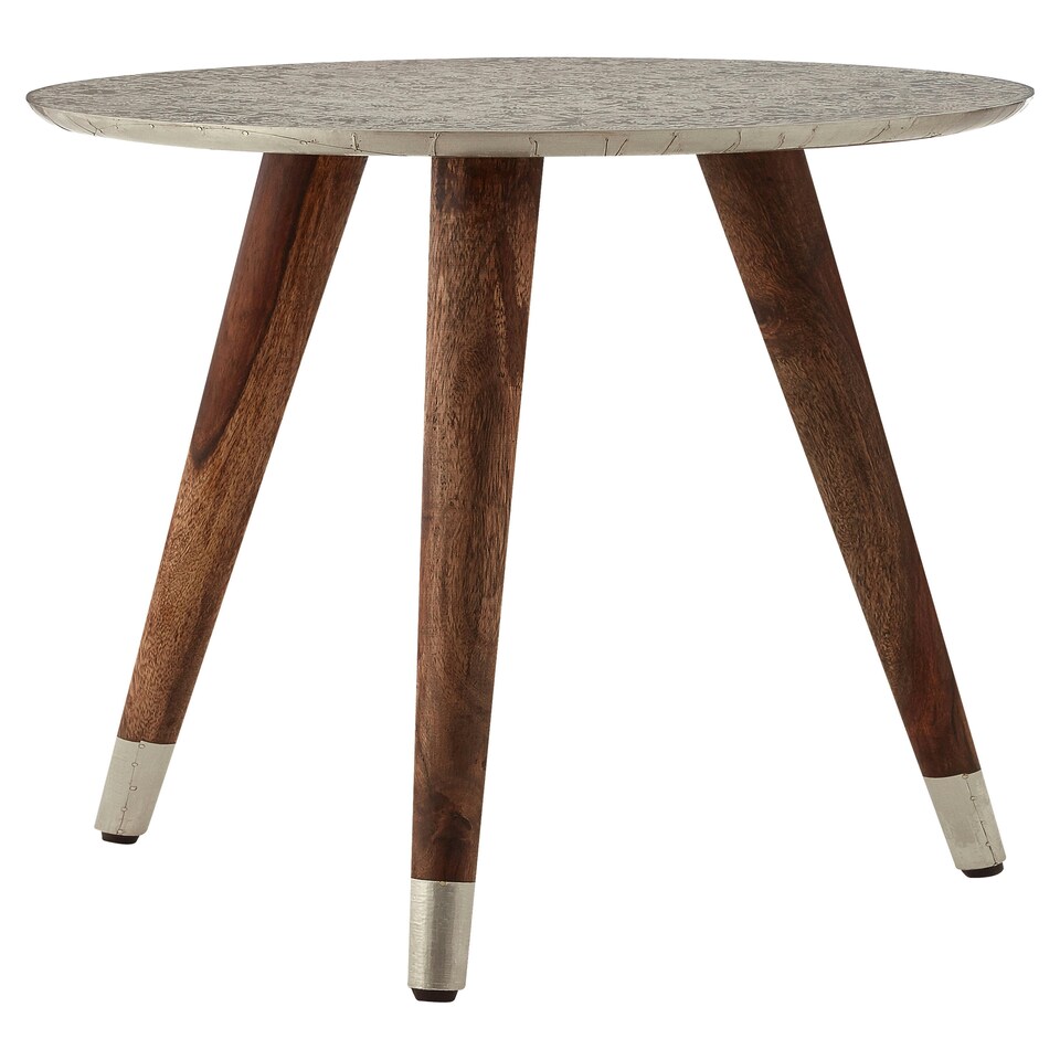 image 1 of Interiors by Premier Sturdy Metal And White Finish Carve Side Table, Versatile Side Table By Couch, Classic Profile Corner Table
