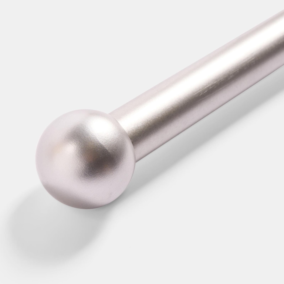 image 1 of OHS Curtain Pole Extendable 28mm Metal Finnials Ball End Rod Fittings | Silver