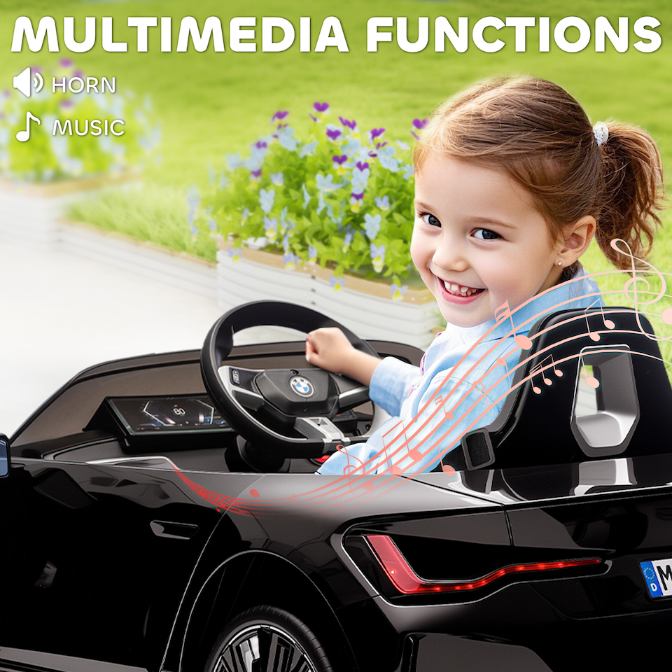 image 1 of HOMCOM BMW i4 Licensed 12V Kids Electric Ride-On Car w/ Remote Control - Black | Black | Black