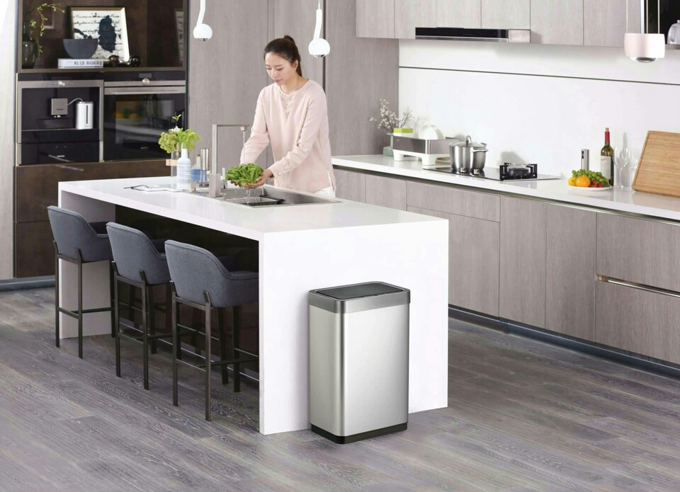 image 1 of EKO Mirage X 45L Large Sensor Bin, Touchless Automatic Rubbish Bin, Perfect for Kitchen & Home, Stainless Steel, 45 Litre