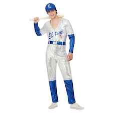 Elton John Mens Deluxe Sequin Costume Set - Blue/Silver - S S