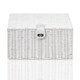 image 1 of Resin Woven Storage Basket with Lid & Strap Lock – White Hand Woven Storage Box on Metal Frame with Handles – Multipurpose Storage Basket for Bedroom, Bathroom, Nursery & Utility Room