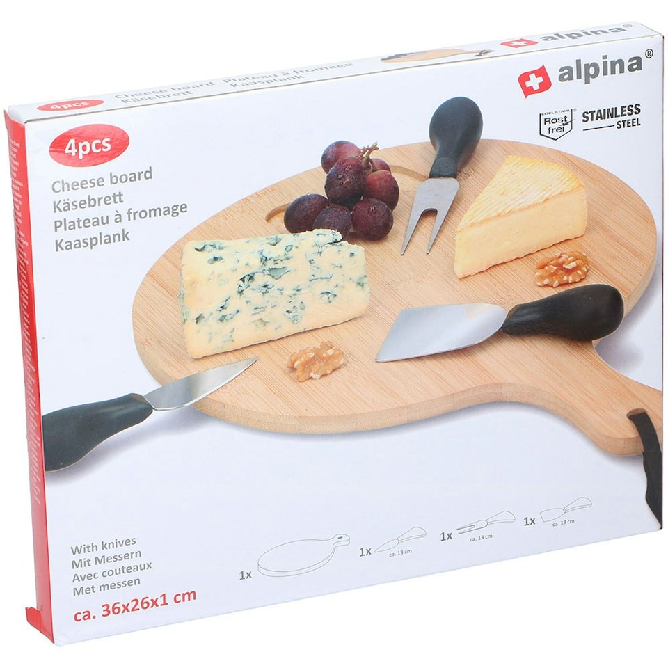 image 1 of Bamboo Wooden Cheese Board Set Fork Knives Kitchen Slate Christmas Present Gift N/A
