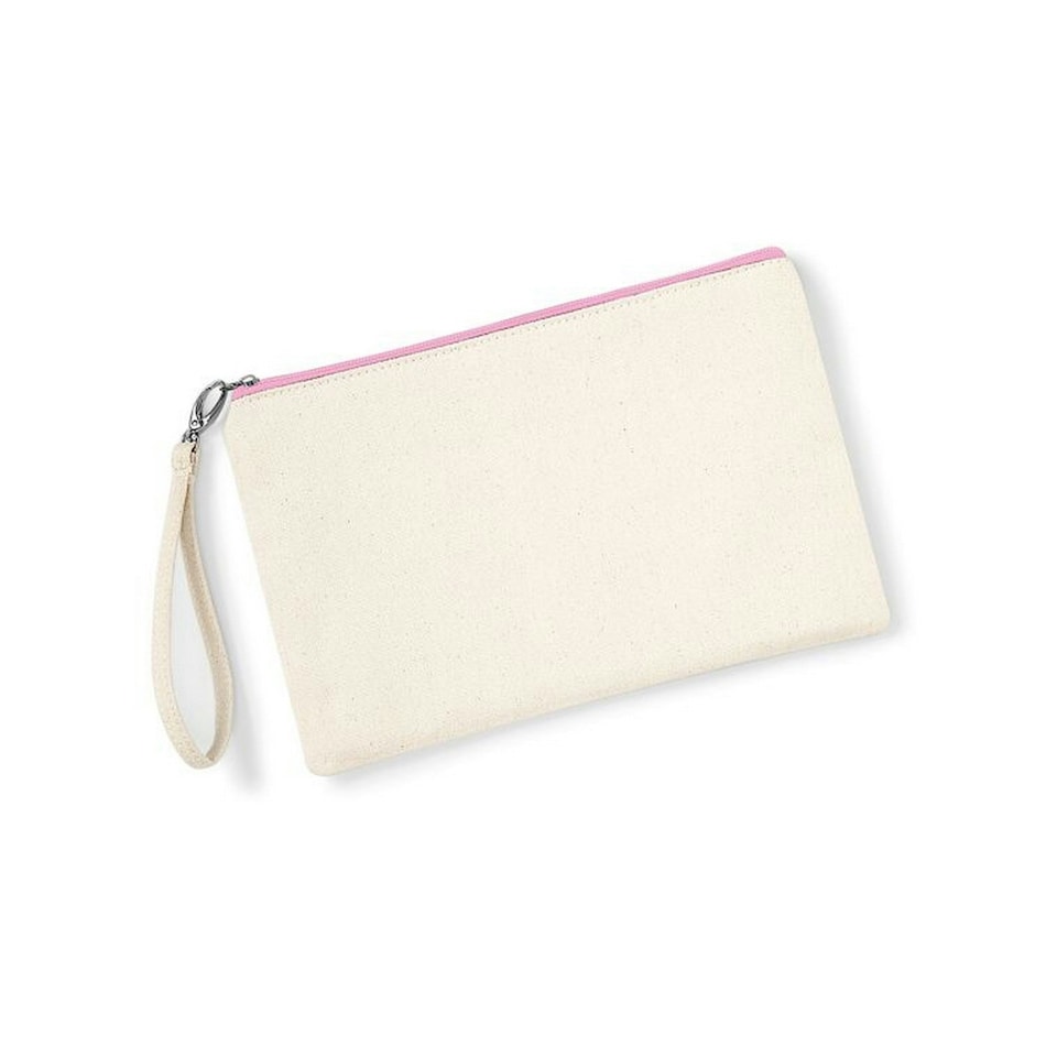image 1 of Westford Mill Canvas Wristlet Pouch - Natural/Pink - One Size Cream