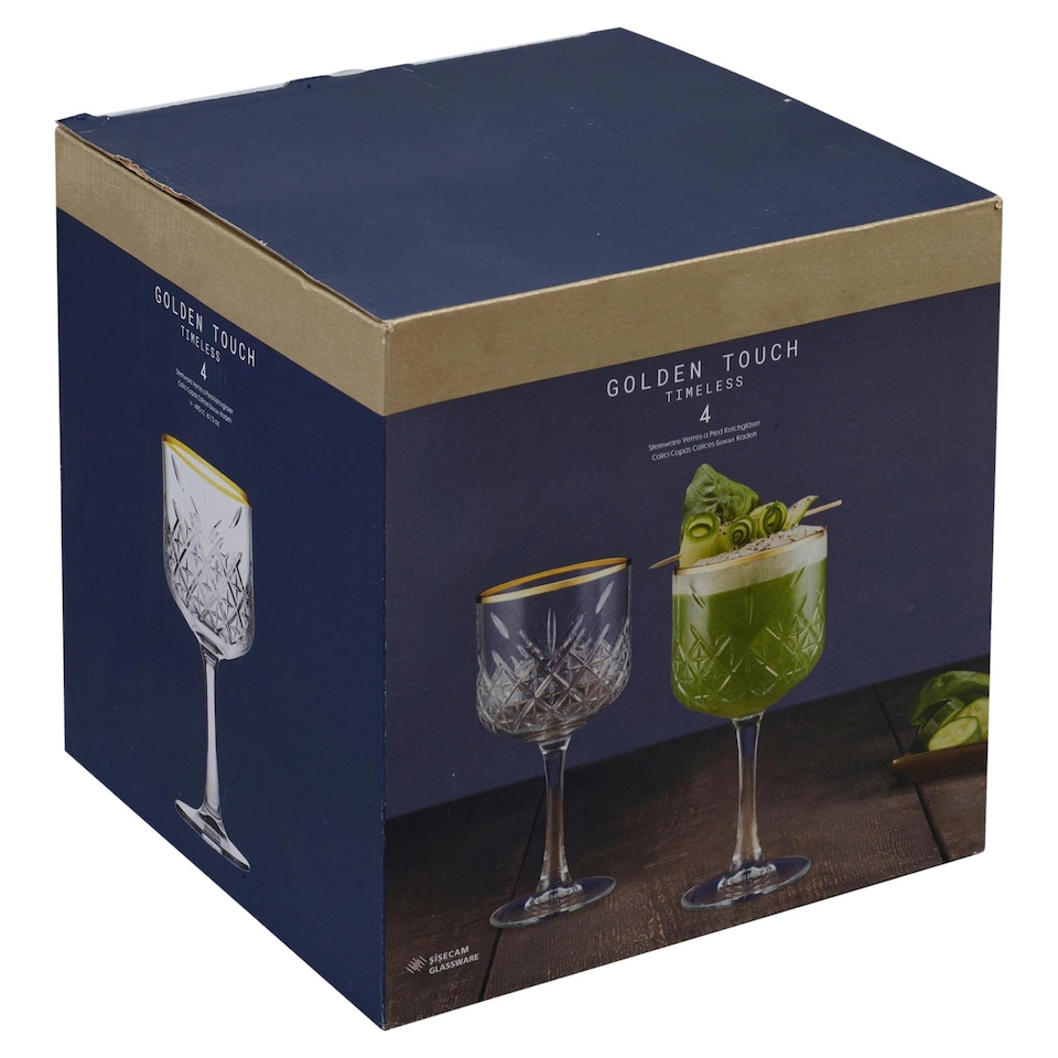 image 1 of Timeless Cocktail Goblet Gold Rim Glassware Sets Mixers Martini 490ml | Clear | Clear
