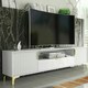 image 8 of TV Unit 200cm White with Fluted Doors, Gold Details and Drawer White