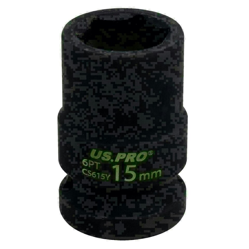 image 1 of 15mm Metric Shallow Impact Impacted European Style Socket 1/2" Drive 6 Sided