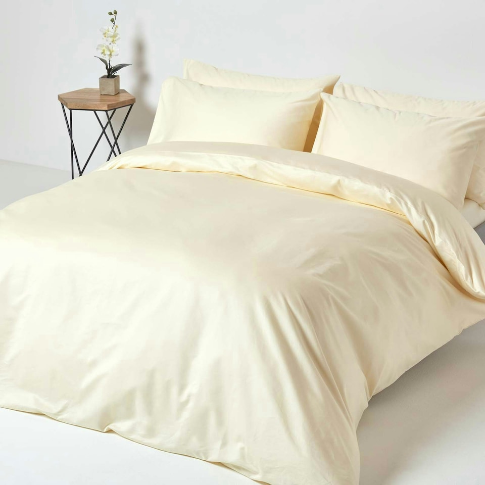 image 1 of Homescapes Cream Deep Fitted Sheet Egyptian Cotton 1000 TC Super King Cream | Super King
