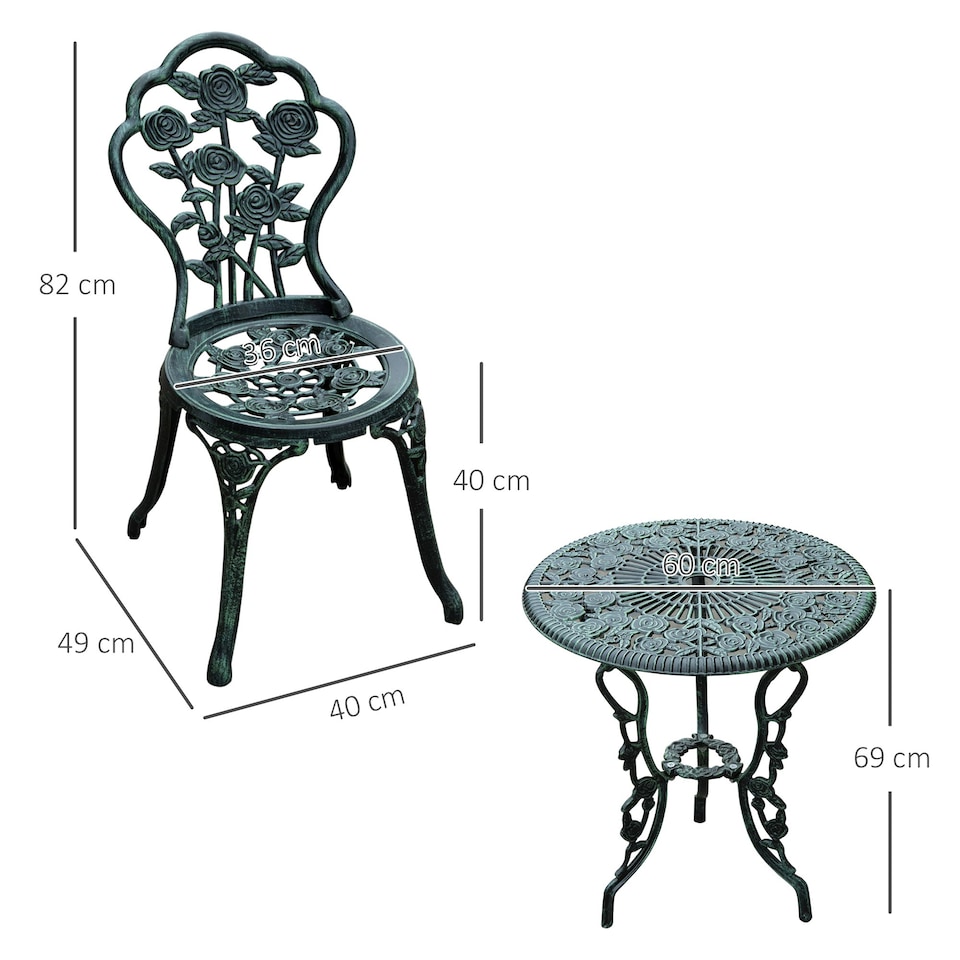 image 1 of Outsunny 3 Pieces Bistro Set Furniture Garden Balcony Table 2 Chairs