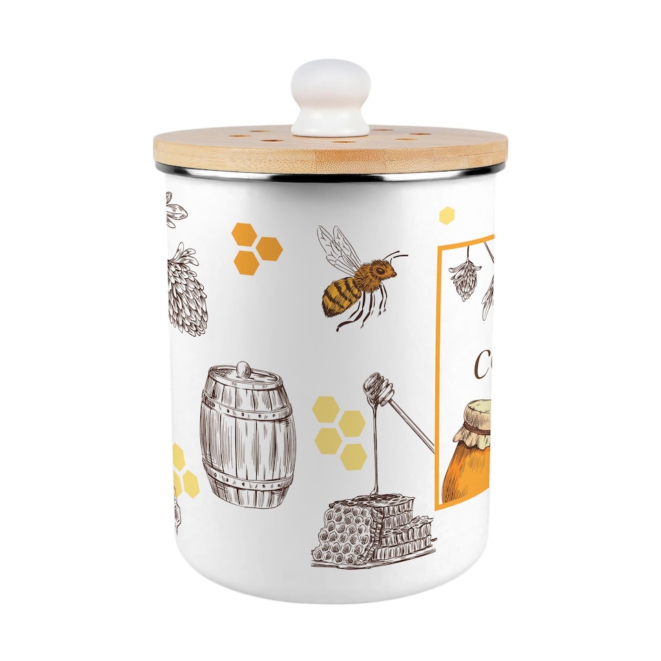 image 1 of Honey Bee Farm Compost Caddy - Metal 2L Decorative Kitchen Food Waste Bin