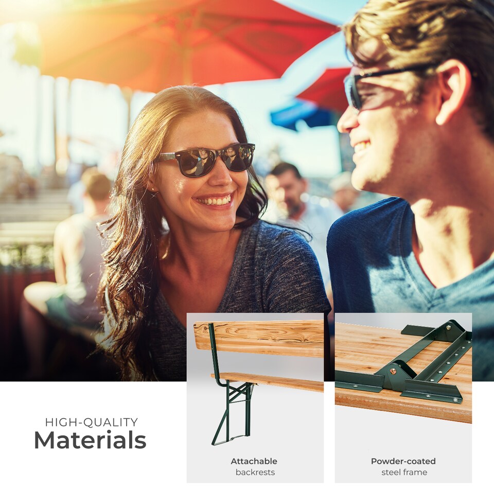 image 1 of Picnic Table and Benches Franz II - 1 table and 2 benches, foldable, with backrests