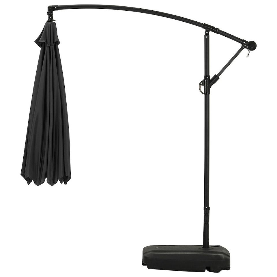 image 1 of Living and Home 3M Large Banana Cantilever Patio Parasol with Base on Wheels - Black