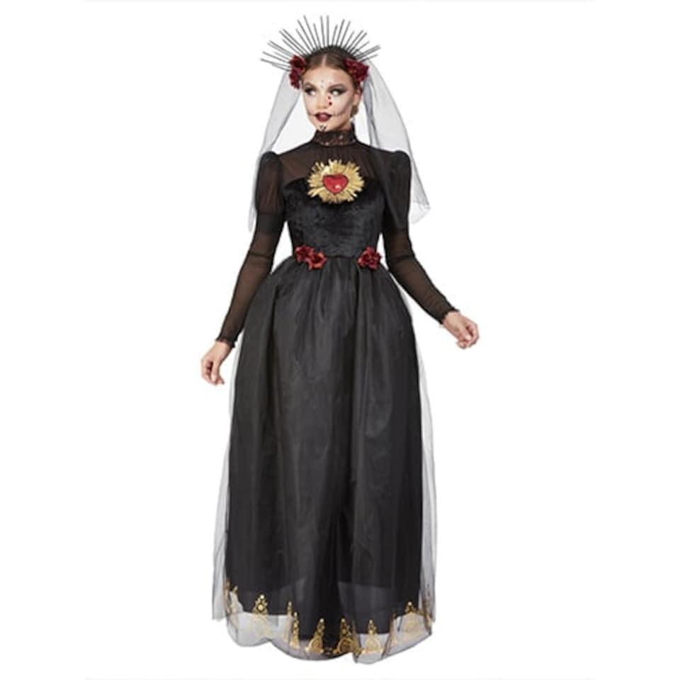 image 1 of Day of the Dead Sacred Heart Bride Deluxe Fancy Dress Costume Ladies Small - UK 8-10