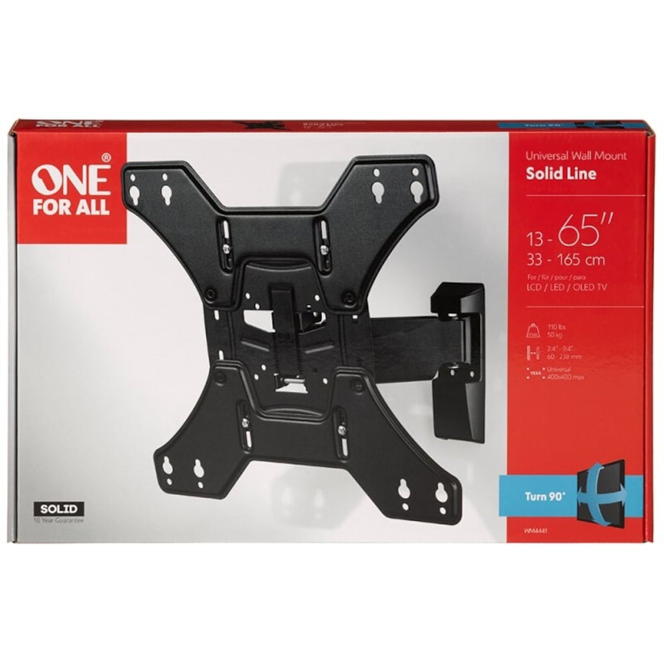image 1 of One For All WM4441 13-65 inch TV Bracket Full Turn 90 Solid Series