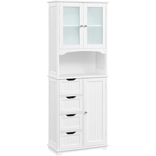 Yaheetech Freestanding Bathroom Cabinet with Adjustable Shelf White White