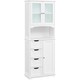image 1 of Yaheetech Freestanding Bathroom Cabinet with Adjustable Shelf White White