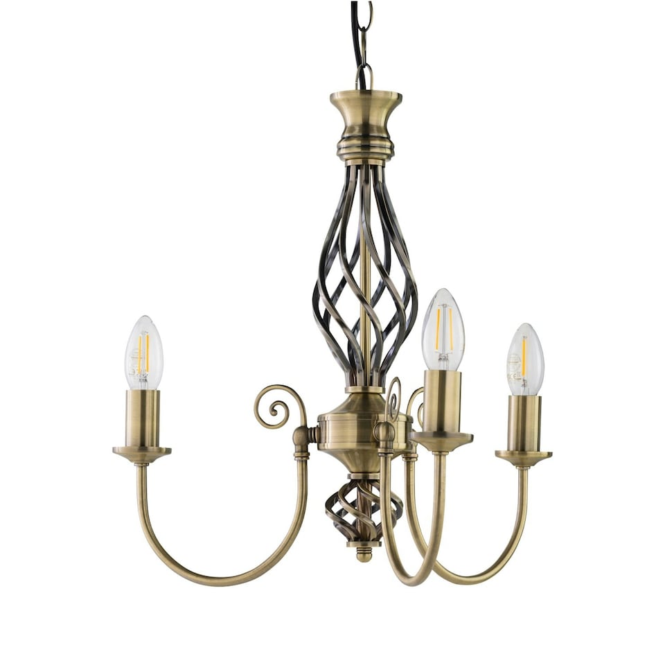 image 1 of Barley Twist - Antique Brass 3 Light Pendant Bronze