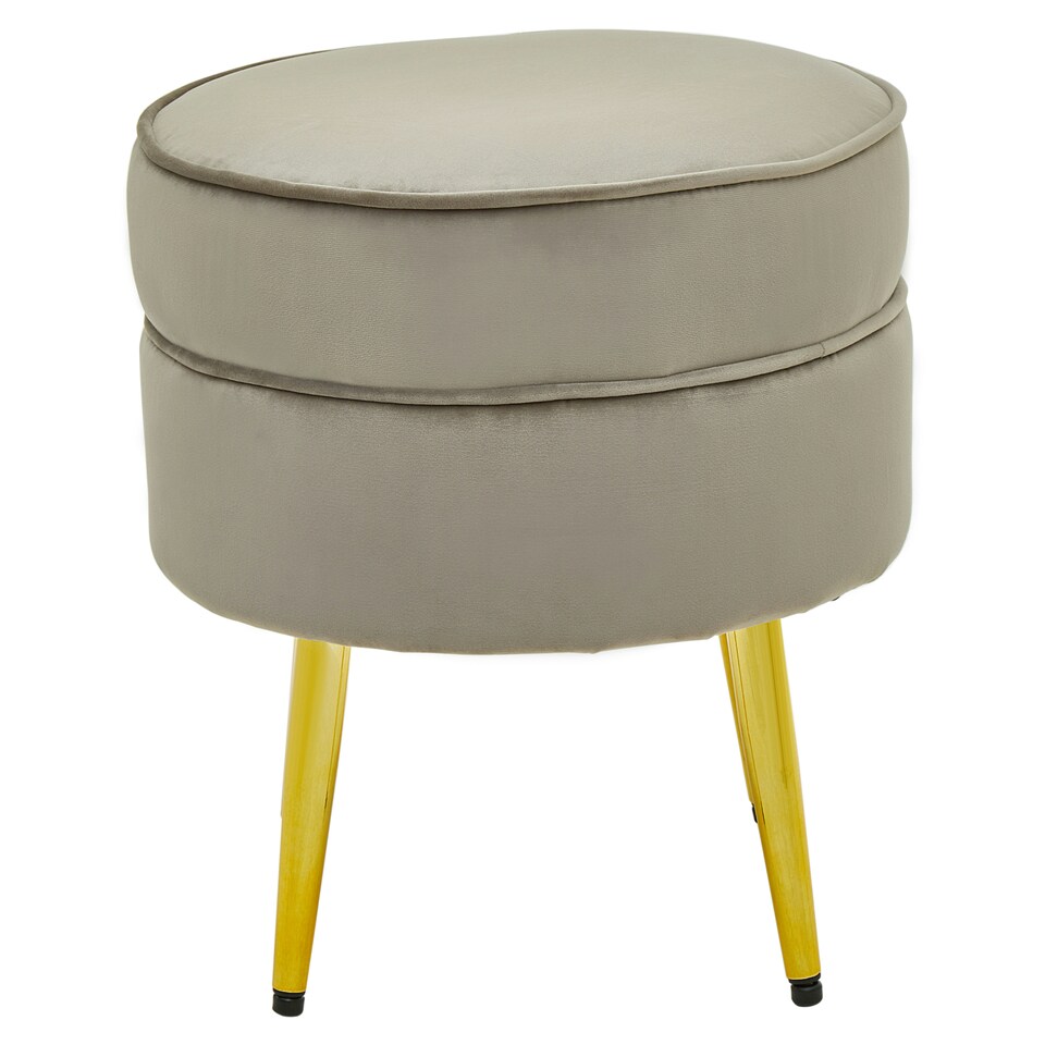 image 1 of Interiors by Premier Grey Velvet Round Footstool, Ottoman Small Footstool with Soft Upholstery, Velvet Pouffe for Home