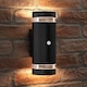 image 2 of Auraglow PIR Motion Sensor Double Up & Down Wall Light - FLORENCE | Black | Black/Warm White