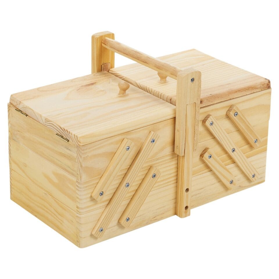 image 1 of 39-PC Sewing Kit with Wooden Sewing Box