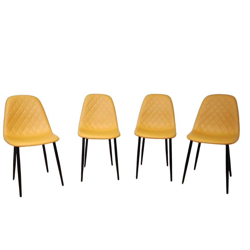 image 1 of Dining Chairs Set of 4 Mustard Faux Leather Kitchen Chairs Living Room Chairs , Kitchen Chairs
