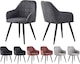 image 1 of Set of 2 Faux Suede Leather Dining Chairs with Arms Adrian Dark Grey