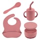 image 1 of Tiny Dining 5pc Baby Silicone Suction Weaning Set - Dusty Rose