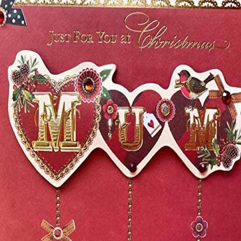 image 1 of Hand Made Luxury Lovely Verse Christmas Greeting Card MUM