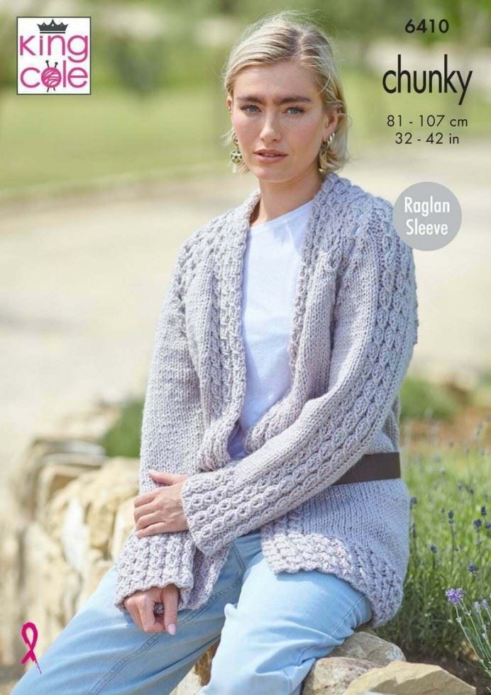 King Cole Dalesway Chunky Knitting Pattern 6410, Sweaters and Cardigans for Women - 32 - 42 Inches