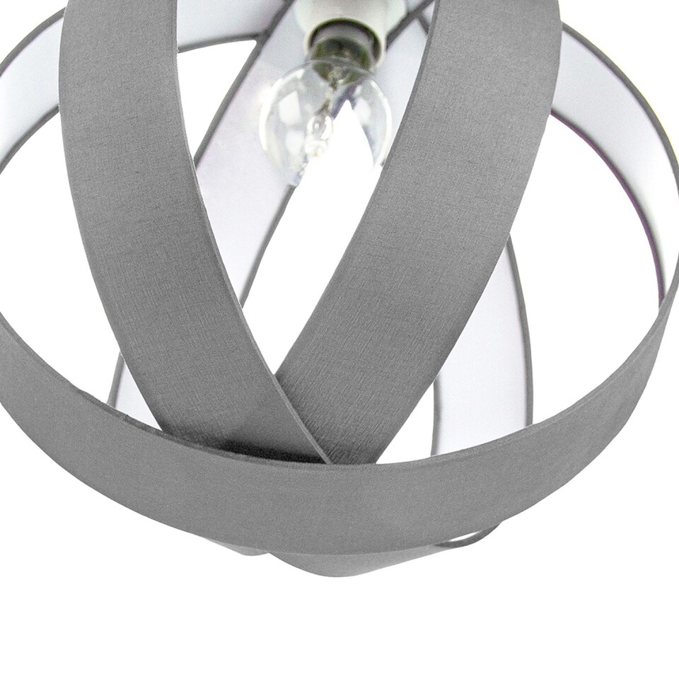 image 1 of Modern Grey Faux Silk Fabric Cocoon Globe Design Ceiling Pendant Light Shade | Grey | Grey | 1