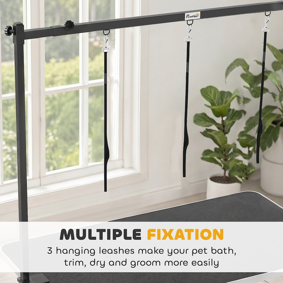 image 1 of PawHut Dog Grooming Arm Adjustable H-Shape Black