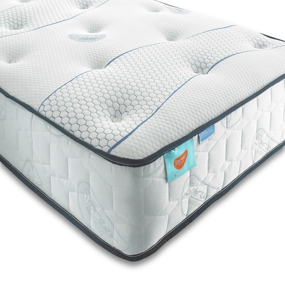 image 1 of Sareer Cool Blue Pocket Sprung Memory Foam Mattress 4FT White | Small Double
