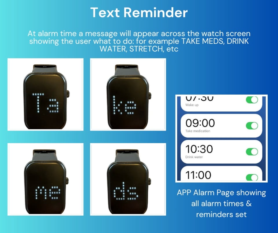 image 1 of Pivotell Vibratime Smart Pill Reminder Watch: Vibrating Pill Reminder Daily Alarm Watch with PERSONALISED MESSAGE on screen at alarm time