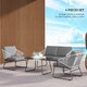 image 4 of Outsunny 4 Piece Rattan Garden Furniture Set, Wicker Patio Outdoor Furniture Set with Loveseat, Armchairs, Glass Top Coffee Table and Cushions for Patio, Conservatory, Balcony, Grey | Grey