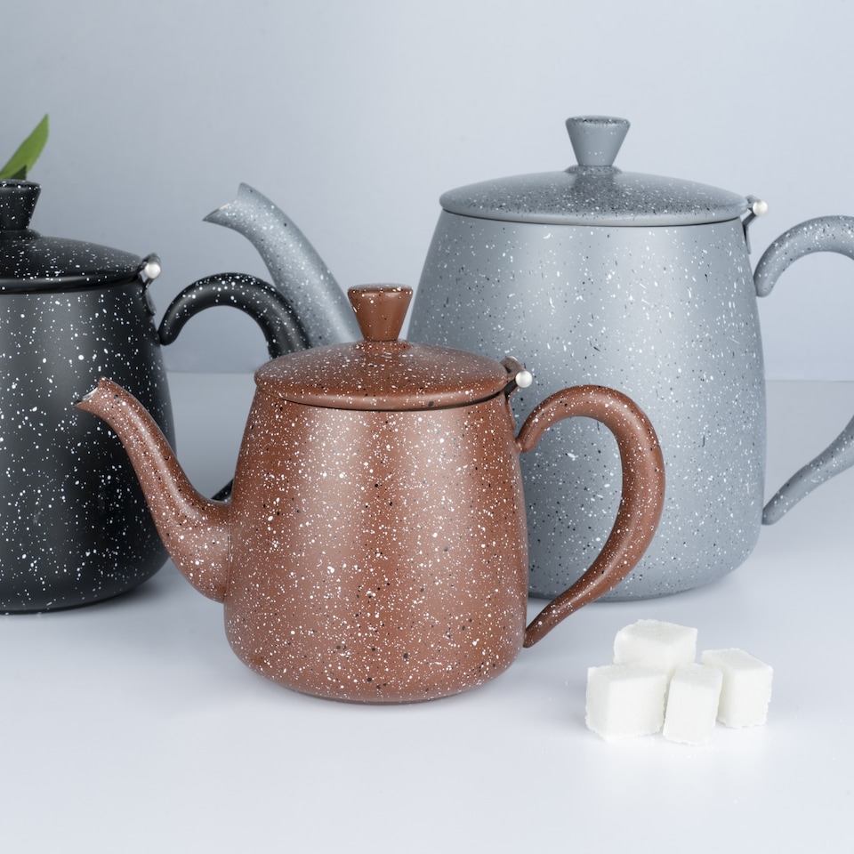 image 1 of Café Olé Premium Granite Teapot, 48oz / 1360ml, Stainless Steel, Red Granite Finish