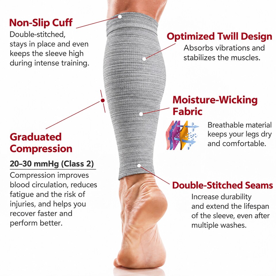 image 1 of aZengear Calf Support Compression Sleeves (Pair) for Women, Men, Running, Shin Splints