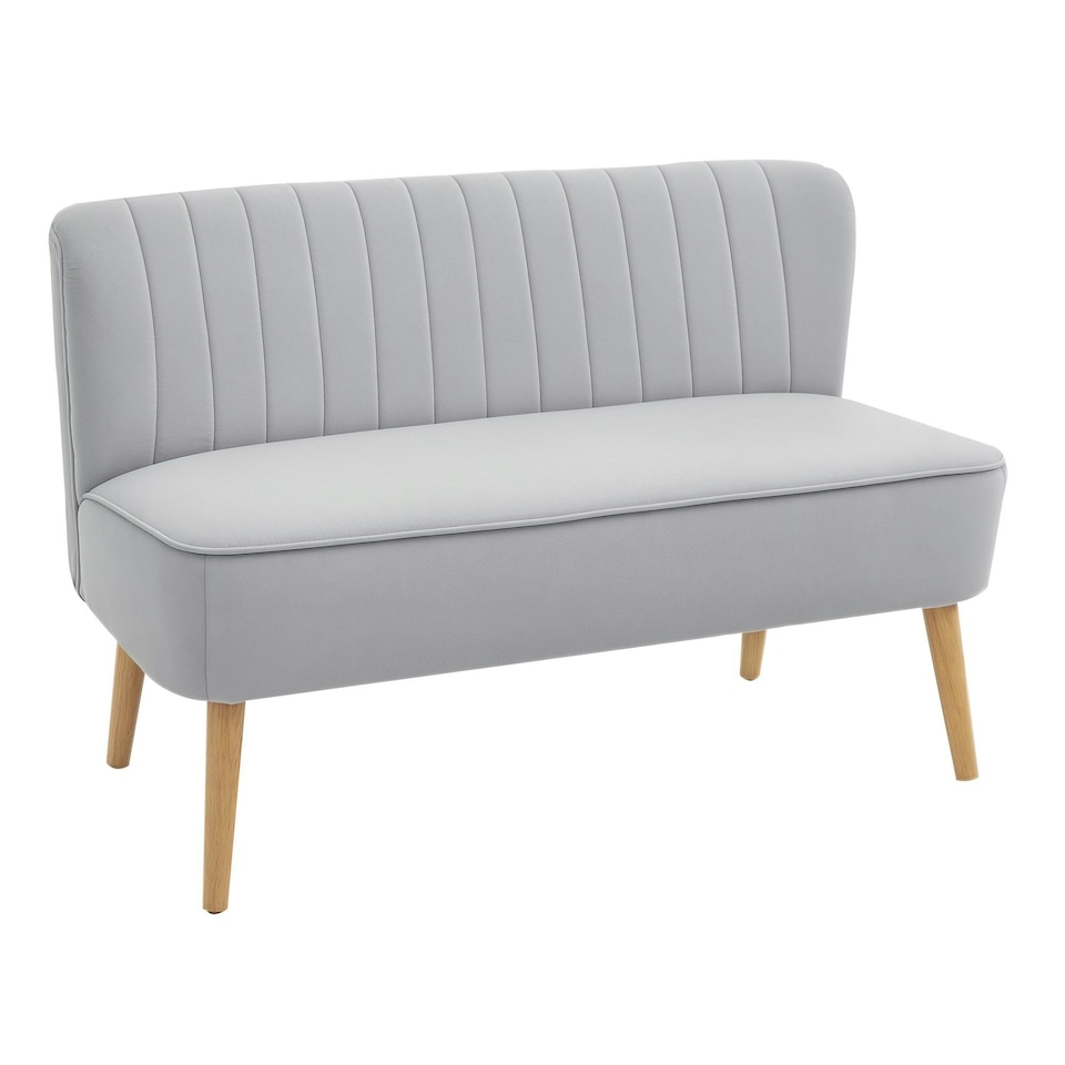image 1 of HOMCOM Velvet-Feel Double Sofa w/ Wood Frame Foam Padding High Back, Grey