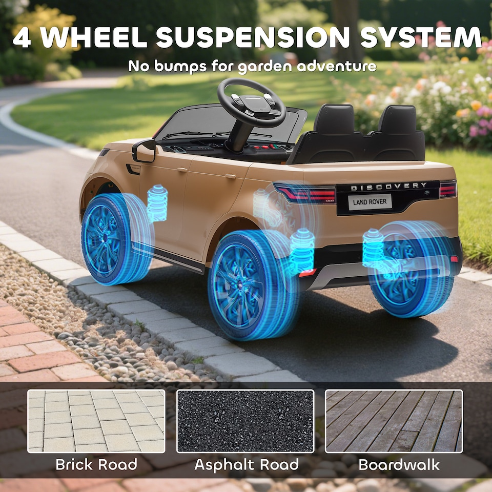 image 1 of AIYAPLAY Land Rover Discovery Licensed 12V Electric Car for Kids, Ride on SUV with Remote Control, 4 Wheel Suspension System, Slow Start, LED Lights, Music, for 3-6 Years Old | Yellow