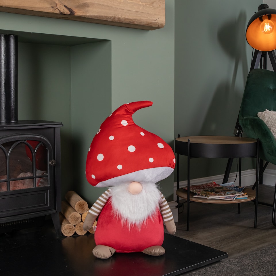 image 1 of 60cm Red Soft Festive Funghi Trumpet Christmas Mushroom Gonk Decoration