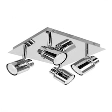 ValueLights Benton Chrome IP44 Square Bathroom Ceiling Light & Bulb | Chrome