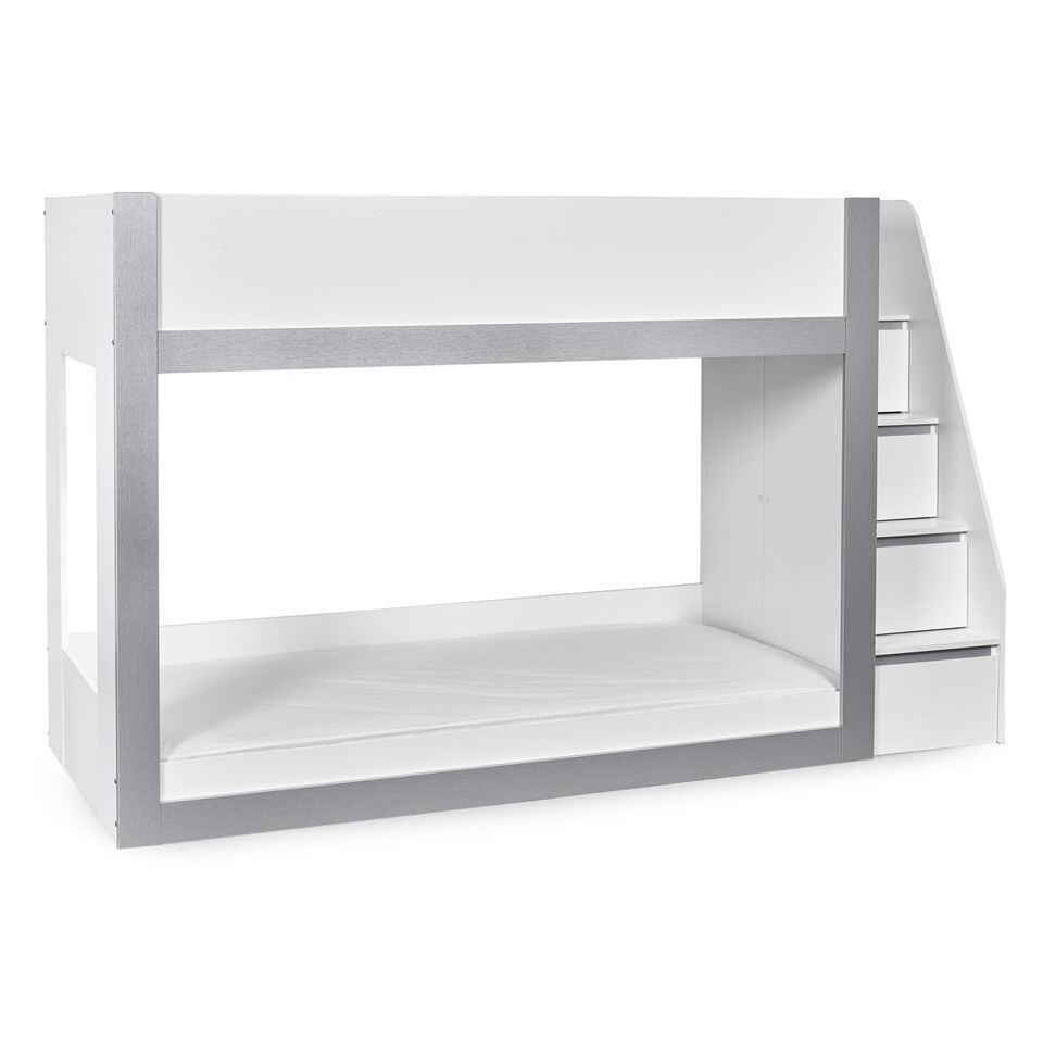 image 1 of Quince Bunk Bed - White and Silver -  Single (90cm)