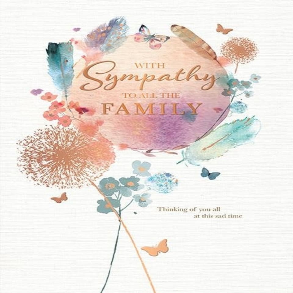 Words 'n' Wishes Traditional Sympathy Card for all the Family, Family Sympathy Card, Multi-Coloured 22 x 15.8 cms