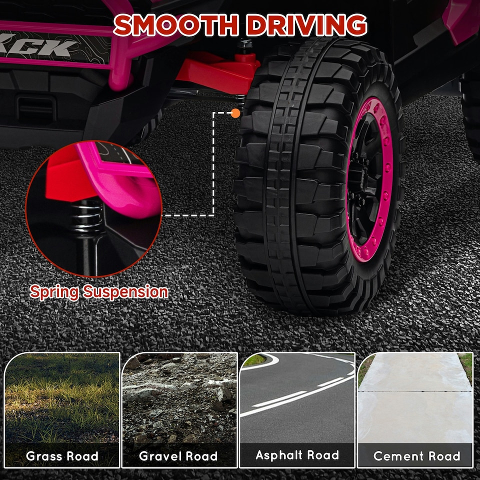 image 1 of AIYAPLAY 2 Seater 24V 7AH Ride on Truck w/ Spring Suspension, Pink